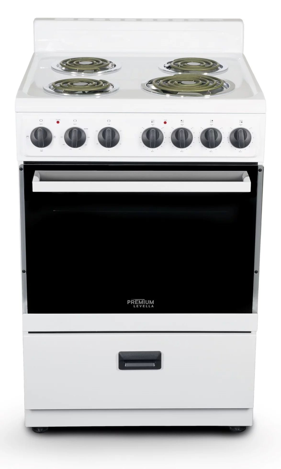 White 24 in 2.7 cu ft Single Oven Electric Range with 4 Burners and Storage Drawer X7903