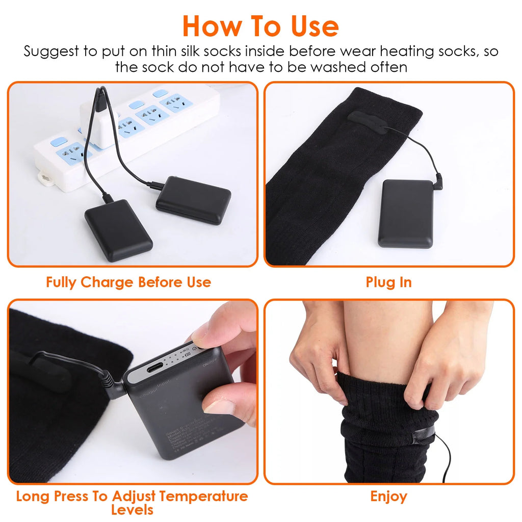 Rechargeable Heated Socks with 4 Heat Settings B196