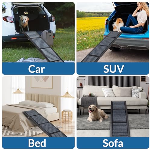 67” Foldable Dog Ramp with Non-Slip Rug Surface F71887