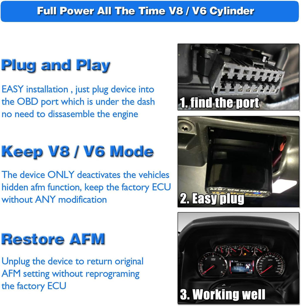 Active Fuel Management Disabler Device Compatible with GM V6 V8 Vehicle K5072