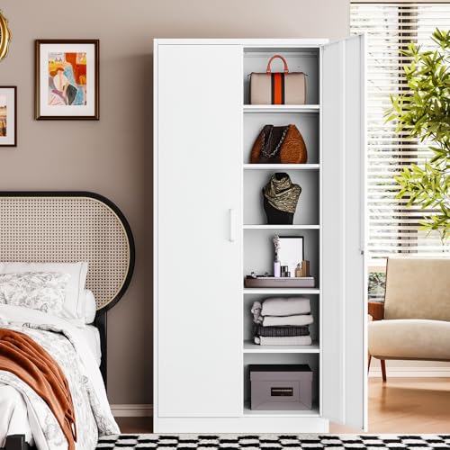 Metal Black Storage Cabinet with Adjustable Shelves and Lock Door V4318
