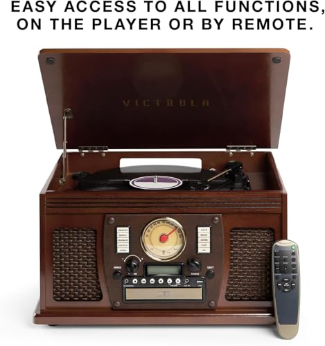 Mahogany 8-in-1 Bluetooth Record Player with Turntable G437620