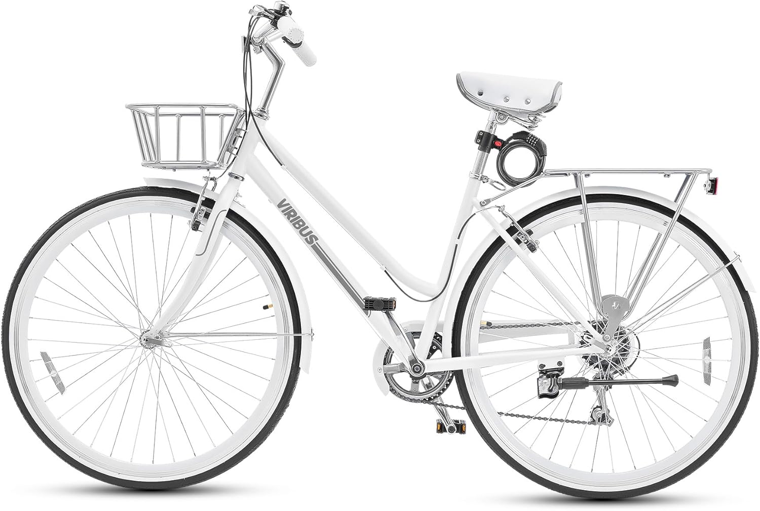 700C 7 Speed Step Through Hybrid Bike with Basket & Rack R336