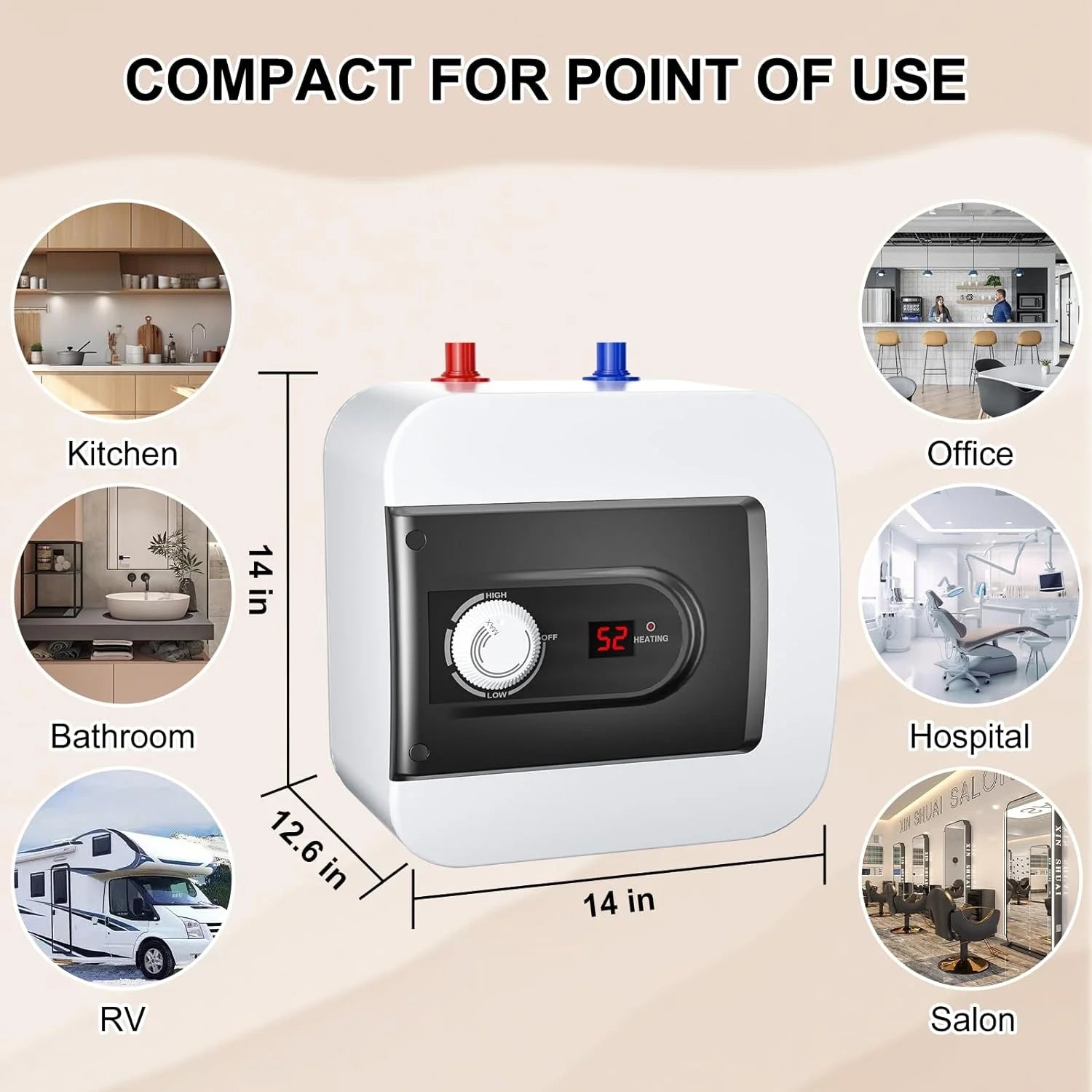 4 Gallon 110V 1.5KW Electric Mini-Tank Water Heater X16846