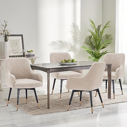 Gray Upholstered Swivel Dining Chairs Set of 2 O85648