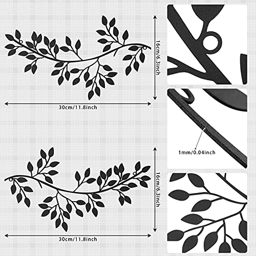 2 Pieces Metal Tree Leaf Wall Decor Wrought Iron Scroll Sculptures T8161