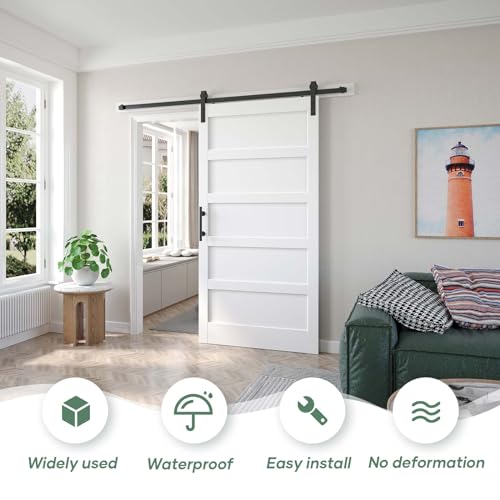 White Barn Door with Sliding Barn Door Hardware Kit Y50441
