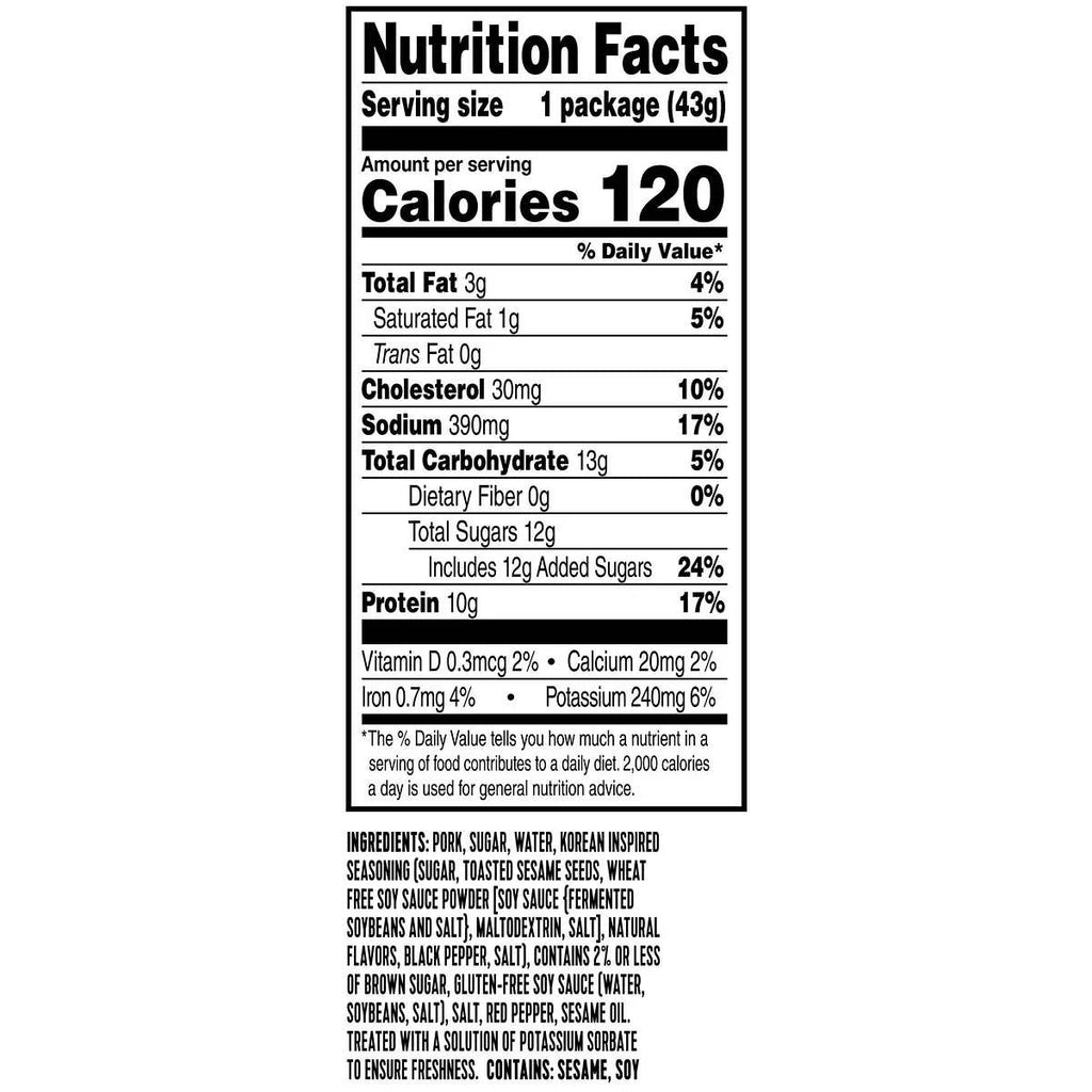 Pork Snack Bites Korean Barbecue 1.5 Ounce (12 Count) N313780