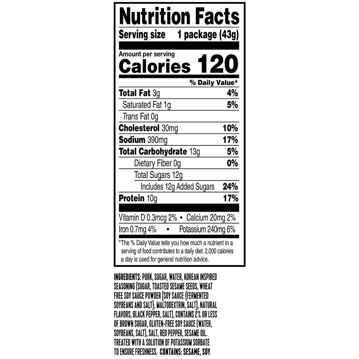 Pork Snack Bites Korean Barbecue 1.5 Ounce (12 Count) N313780