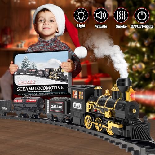 Train Set with Steam, Lights and Sounds, Electric Train Toys B7415