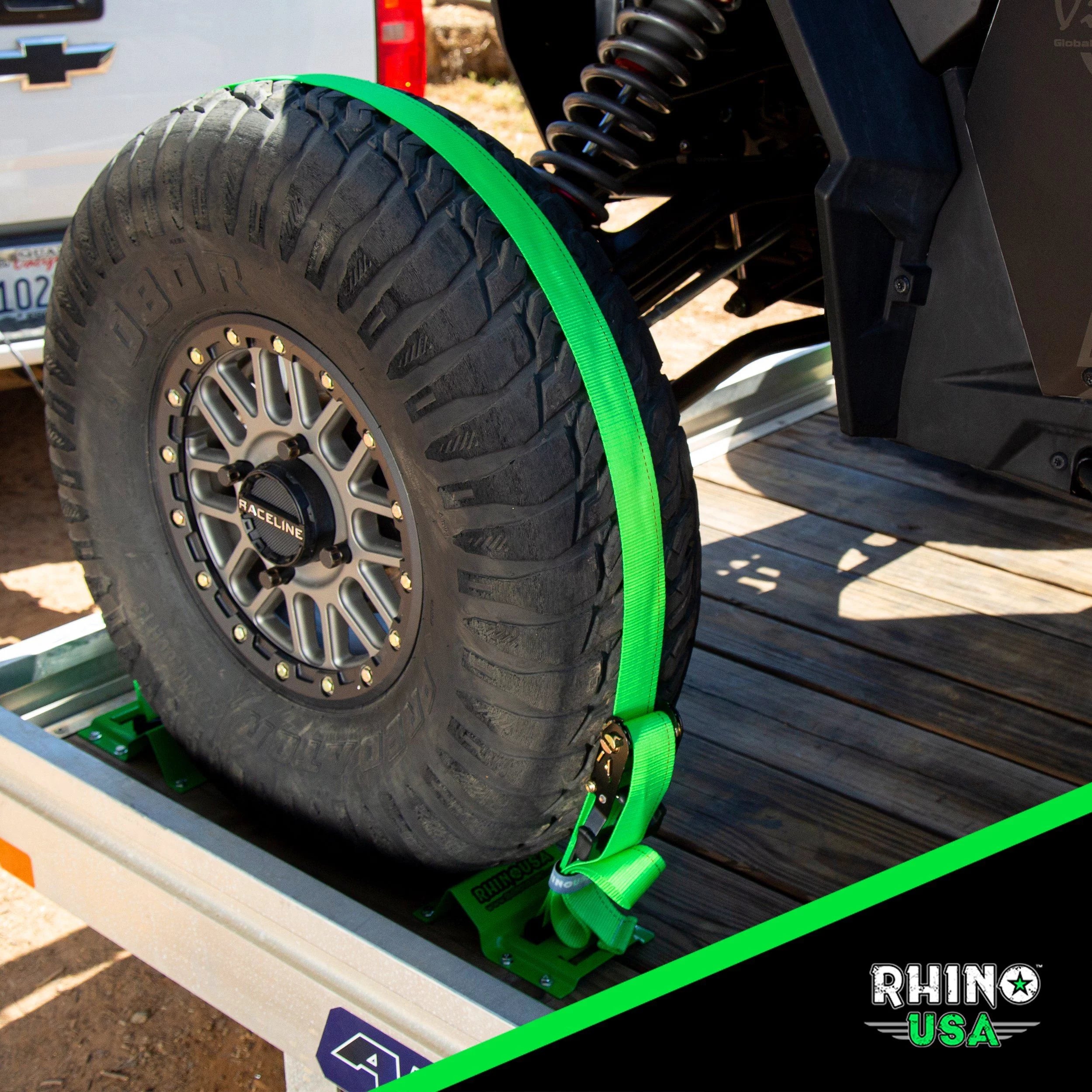 Green UTV Wheel Chock Tie-Down Kit V882