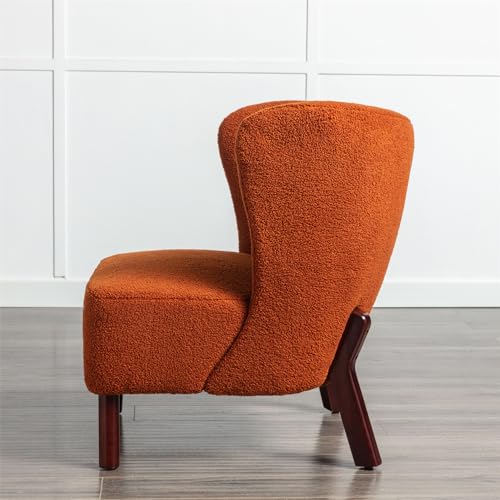 Green Upholstered Sherpa Single Sofa Chair with Wooden Legs L72842