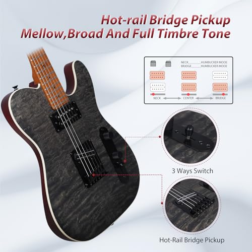 39 Inch Solid Wood Right Handed Electric Guitar with Amp, HSS Pick Up, Poplar Body, Mint Green X70316