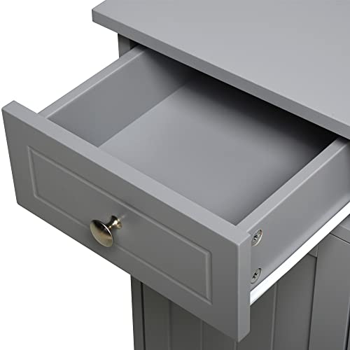 Grey Wooden Bathroom Floor Cabinet with 2 Doors and 2 Drawers U57585