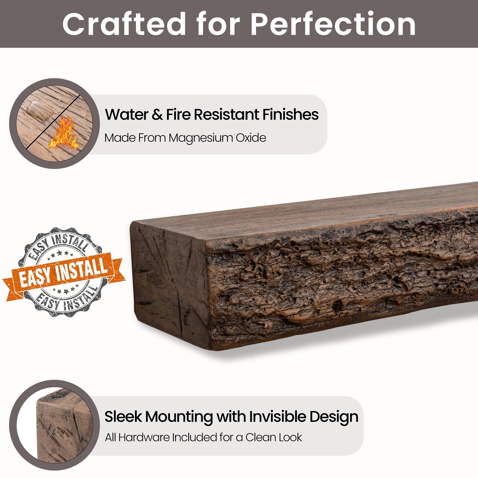 52inch Distressed Brown Floating Concrete Fireplace Mantel Shelf C396