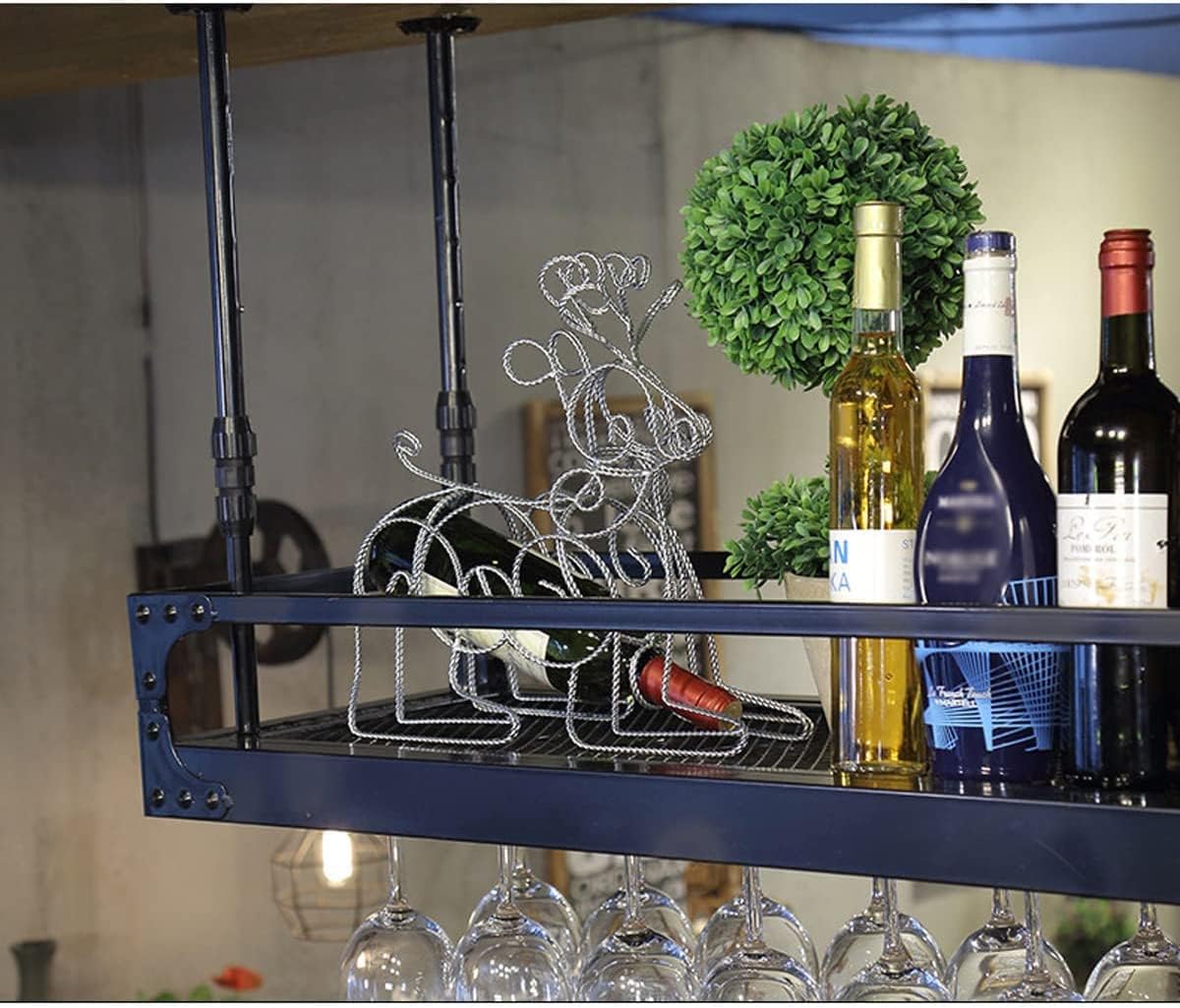 Coppery Bronze Metal Wall-Mounted Wine Glass Rack L212
