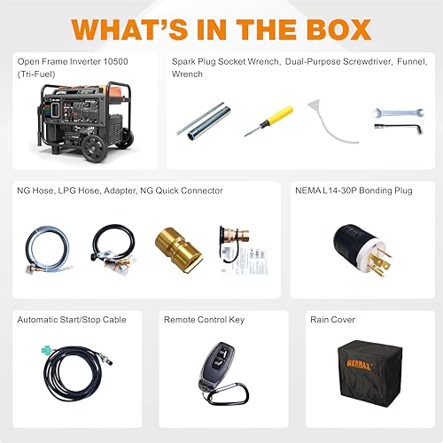 15000W Tri-Fuel Portable Generator with ATS, CO Sensor, Digital Display & 50A Output F84680