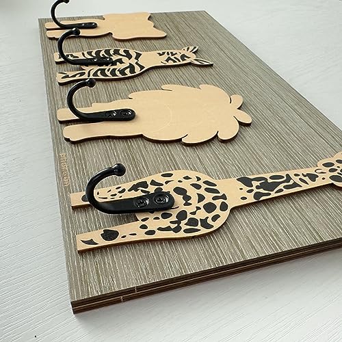 Tiger Wooden Animal Coat Rack Wall Hooks N632472