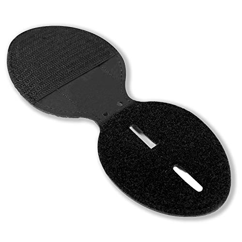 Black Cowhide Badge Holder with Metal Clip and Chain L667