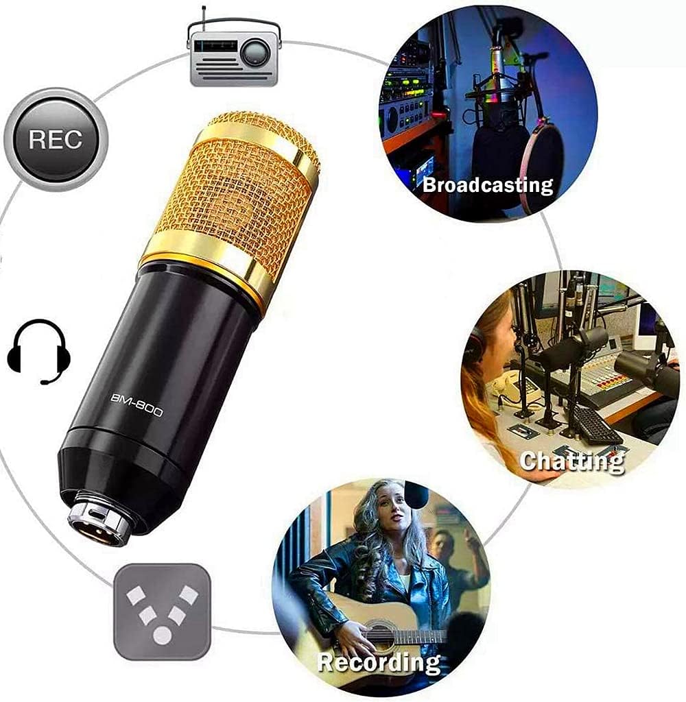 Podcast Equipment Bundle, Condenser Studio Microphone with Sound Card, Pack of 2 Z44523