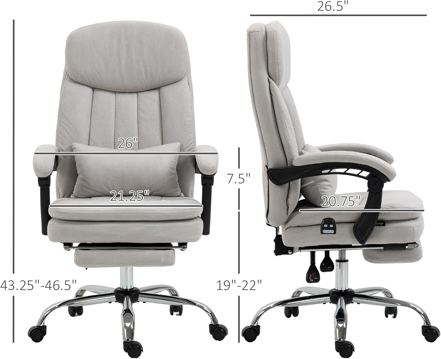 Light Gray Swivel Reclining PU Leather Office Chair V612054