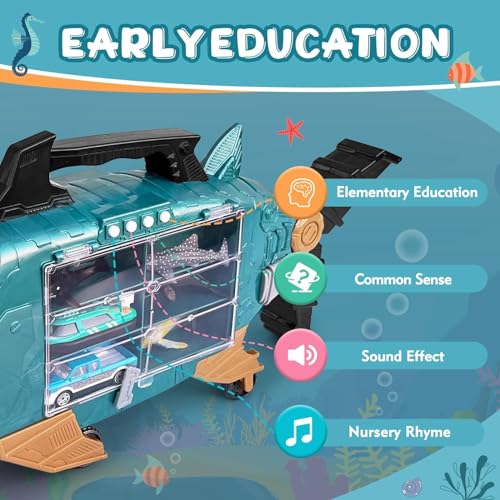 18 Pcs Sea Animal Toys with 2 Toy Trucks and 2 Cars R5695