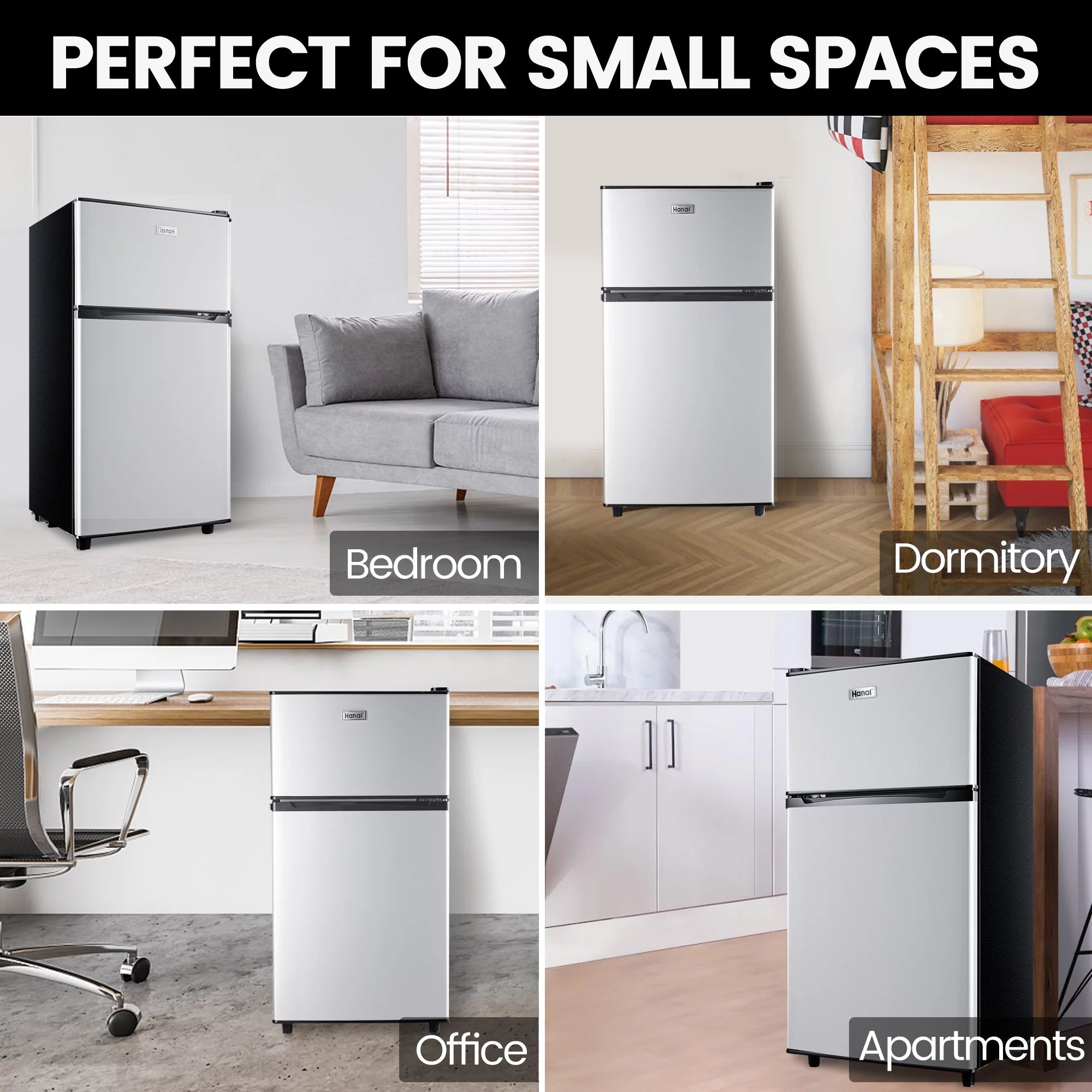 Two Door Mini Fridge with Freezer, 3.5 Cu ft N651609