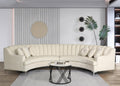 Cream Velvet Curved Sectional Sofa P8525