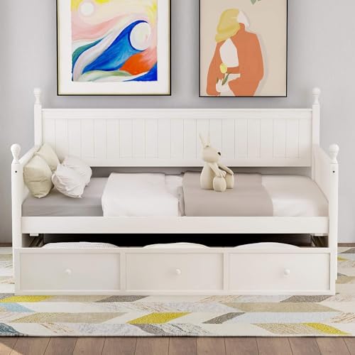 Twin Size Gray Wood Daybed with Storage Drawers D76180