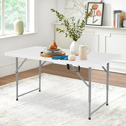 4 FT Heavy Duty Plastic Folding Table with Carrying Handle A39996