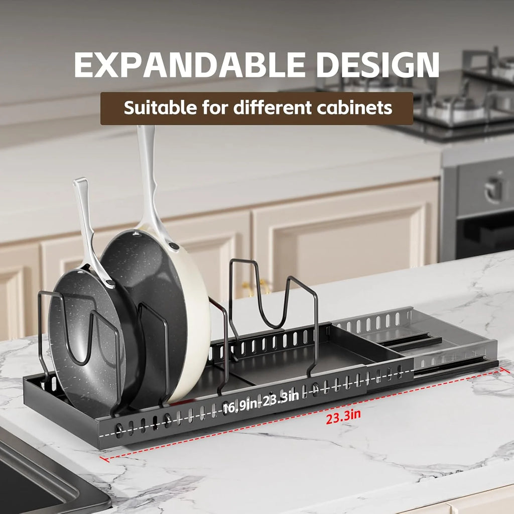 2 Pack Expandable Pull Out Cabinet Organizer with 10 Adjustable Dividers O964370