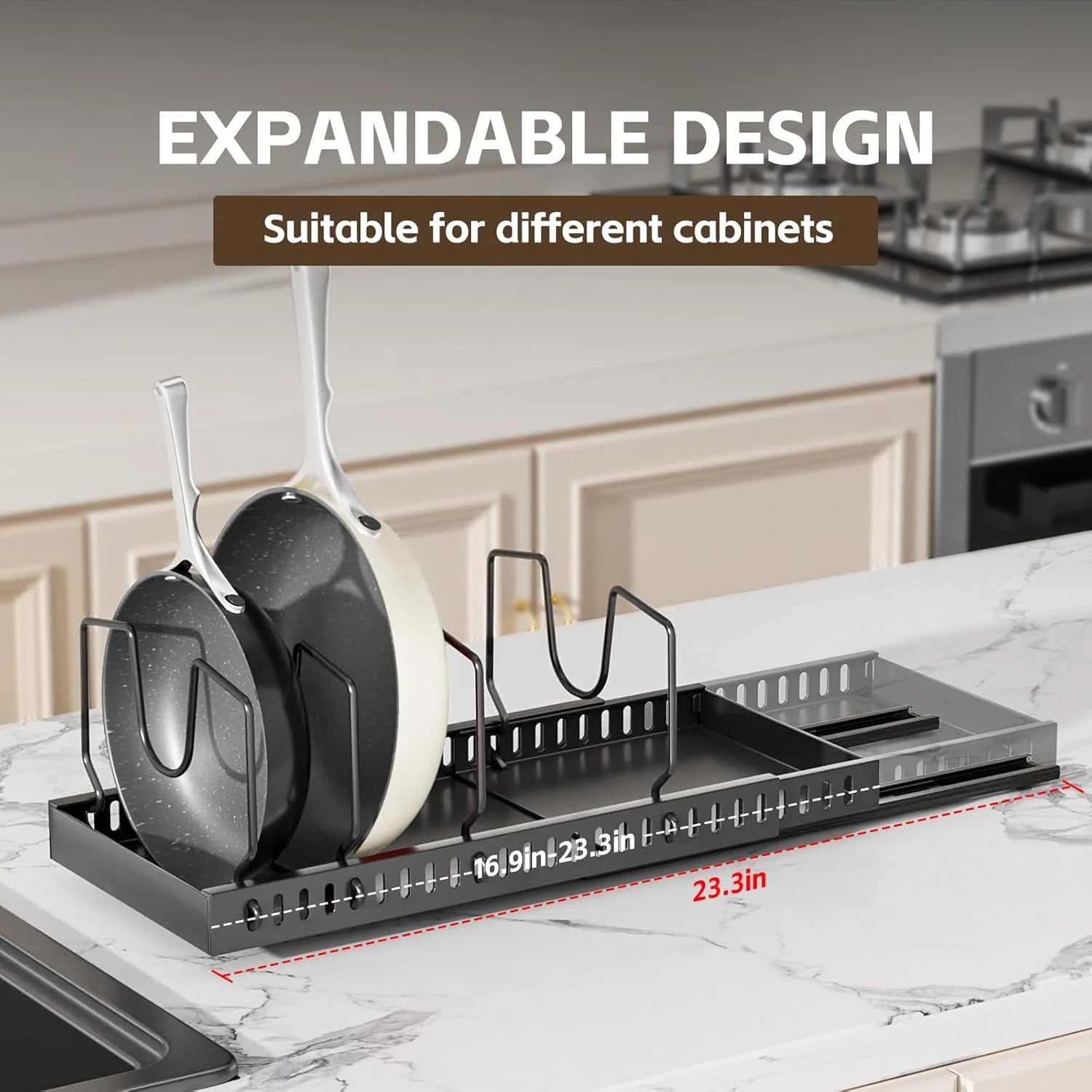 2 Pack Expandable Pull Out Cabinet Organizer with 10 Adjustable Dividers O964370
