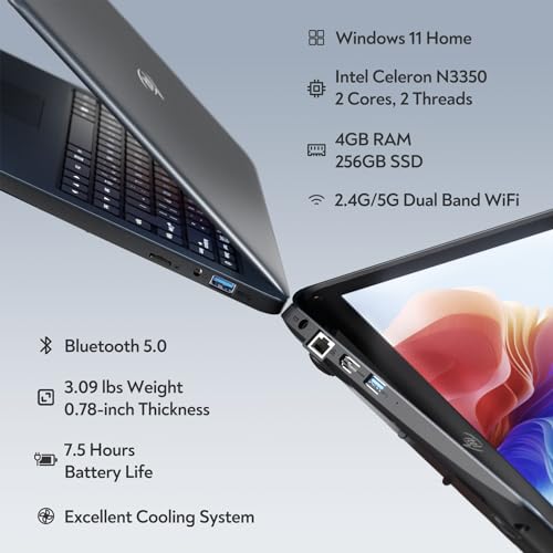 14'' Dual-Core Intel Celeron N3350 4GB RAM 256GB SSD Windows 11 Laptop D9831