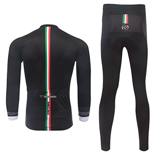 Fleece Cycling Suit Thermal Winter Long Sleeve Cycling Jersey and 3D Padded Long Pants Warm Cycling Set F410