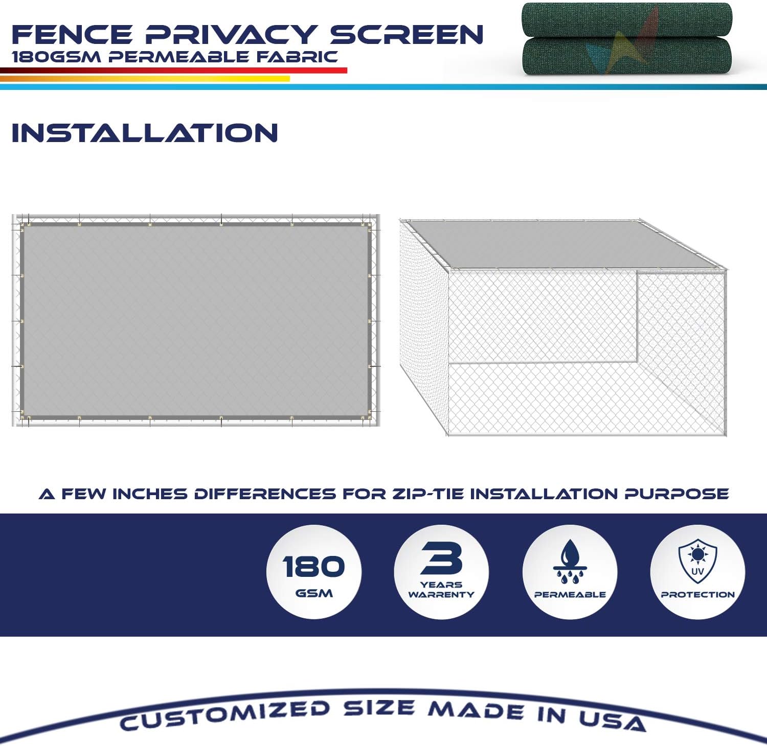 15' x 27' Green Heavy Duty Fence Privacy Screen Mesh Fabric O9679