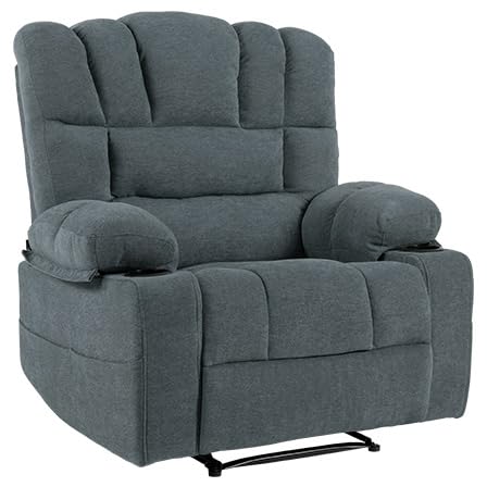 Oversized Chenille Manual Recliner Chair Grey F19628
