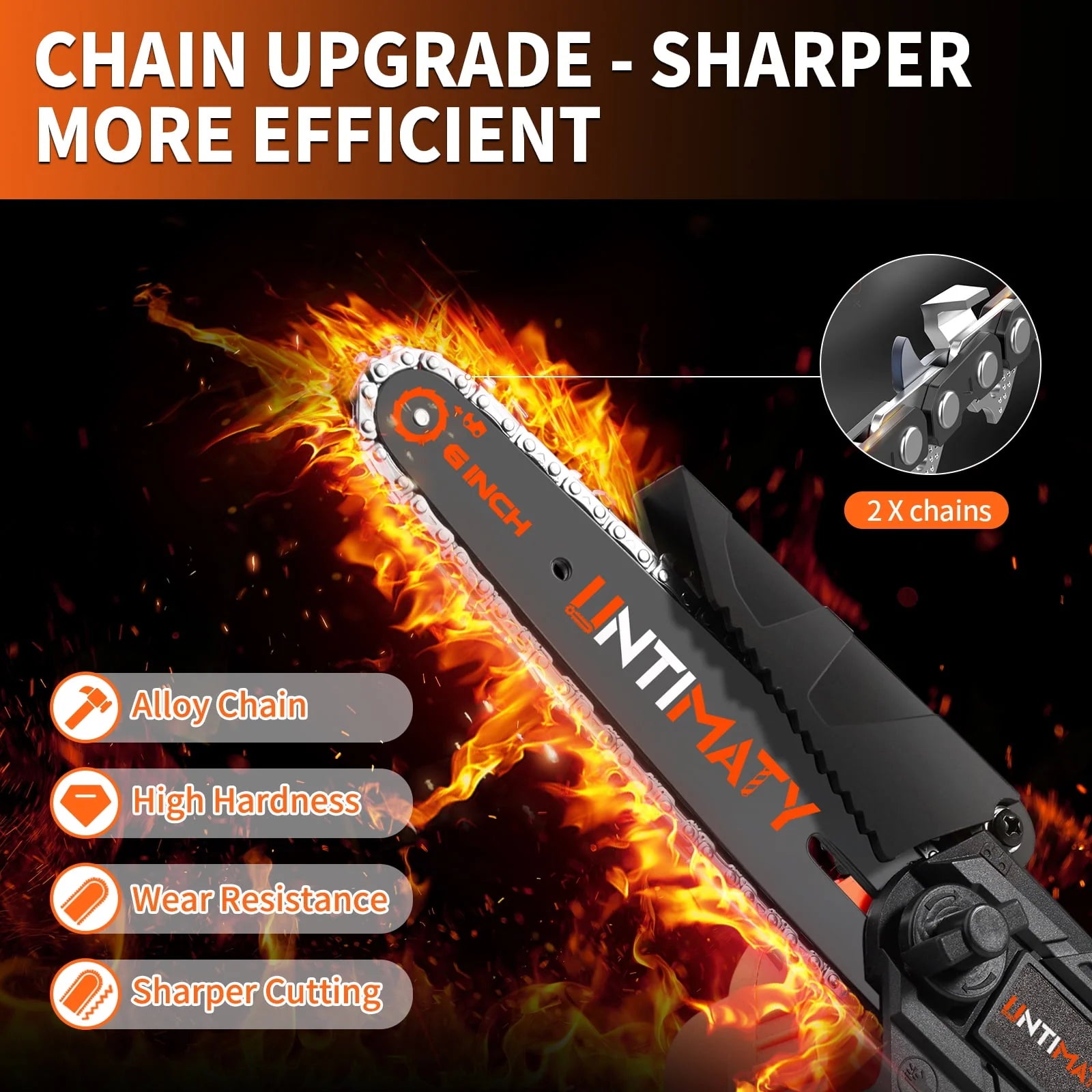 6-Inch Cordless Handheld Chainsaw with 2 Batteries 2 Chains Q6440