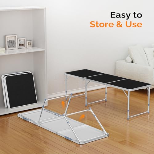 3FT Adjustable Height Aluminum Folding Camping Table with Carrying Handle X857