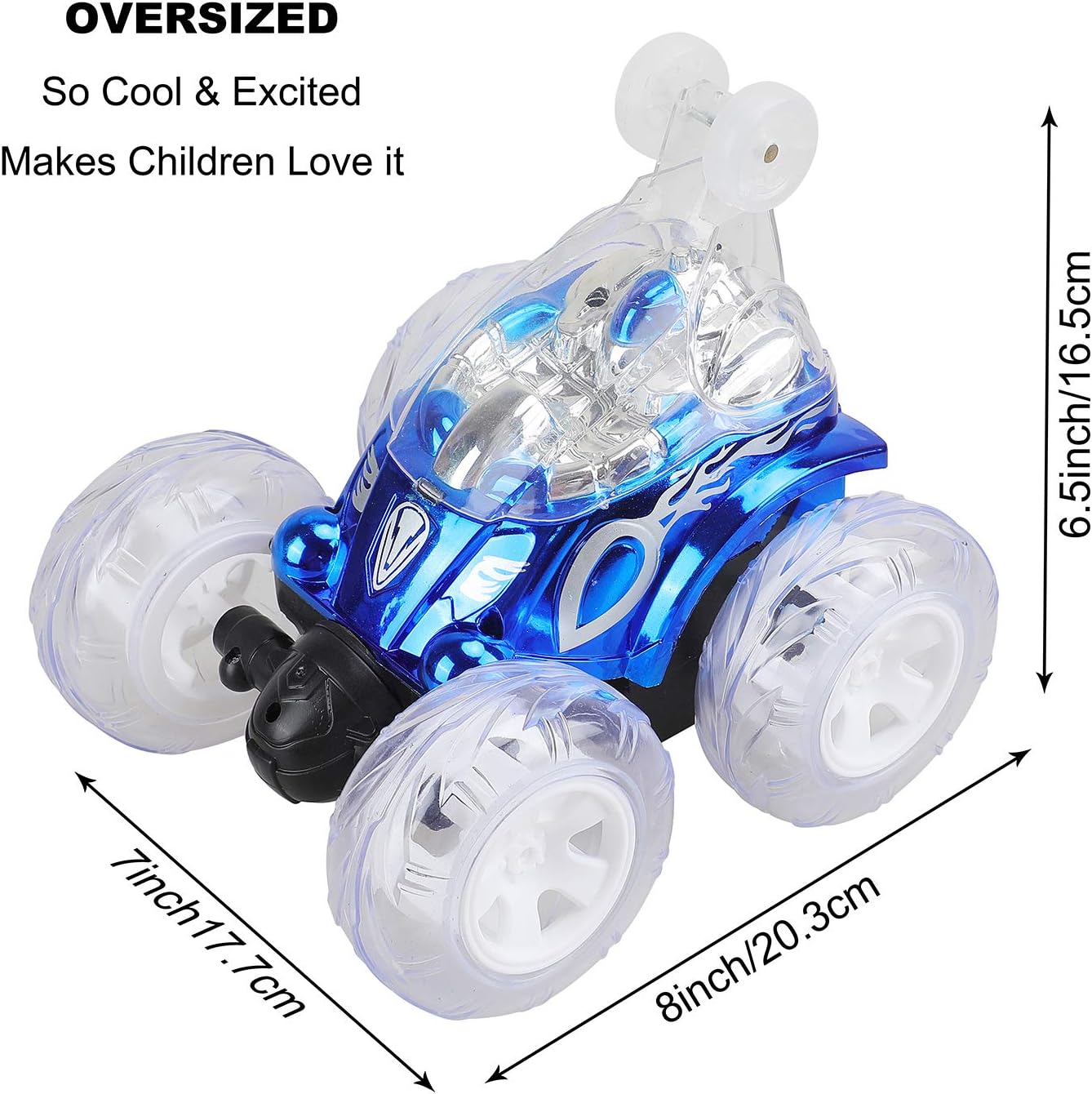 Remote Control Stunt Car with Colorful Lights & Music Switch, Rechargeable (Bule) M467