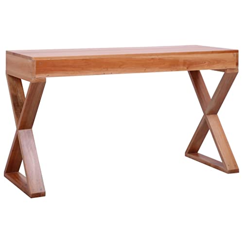 Natural 52"x18.5"x30.3" Solid Mahogany Wood Computer Desk C199980