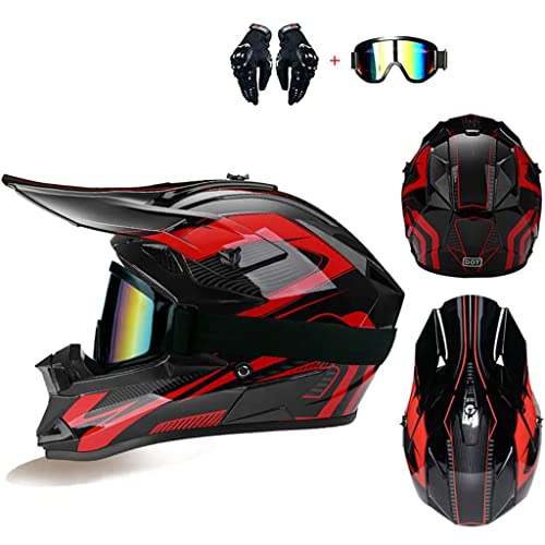 Adult Off-Road Mountain Full Face Helmet with Gloves Goggles DOT Certified E238534