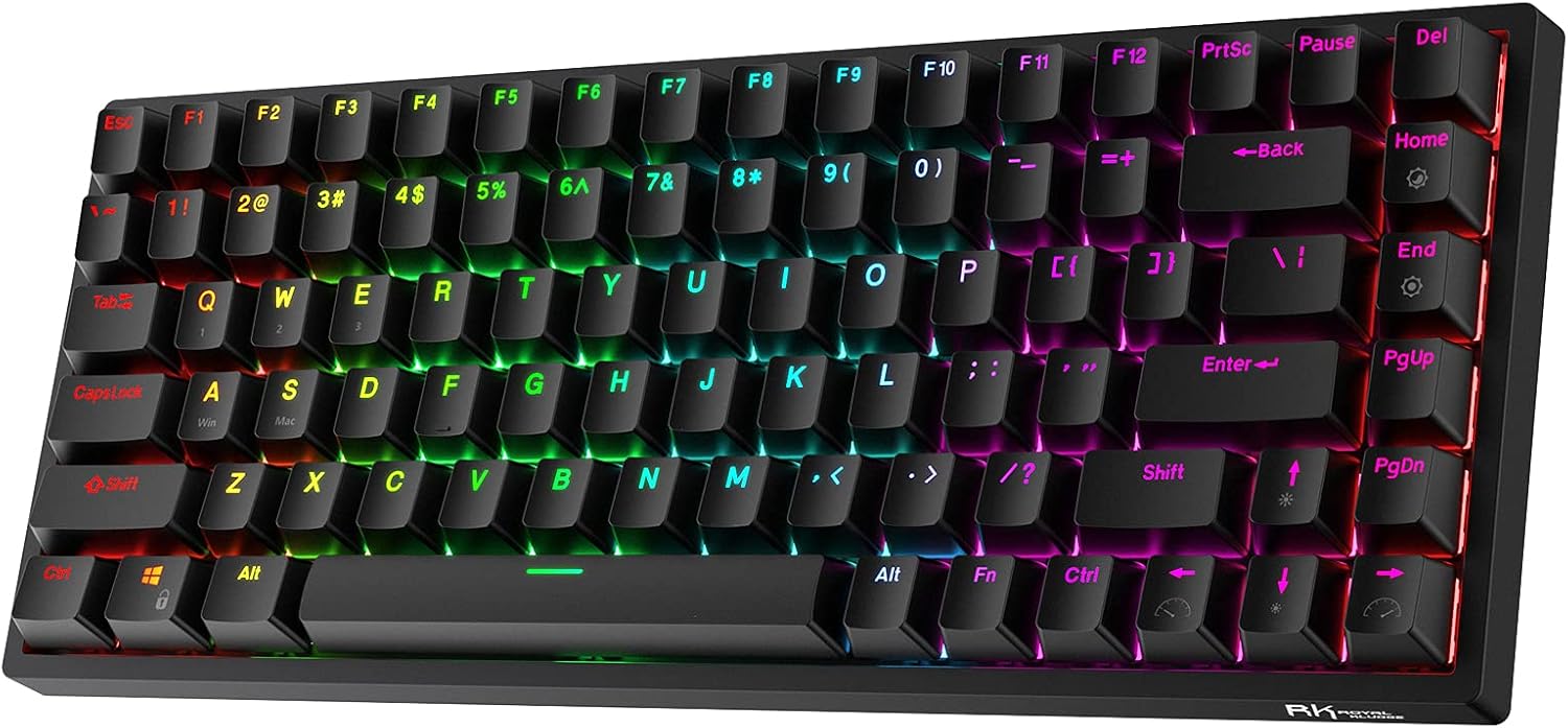 84 Keys RGB Triple Mode Hot Swappable Mechanical Keyboard A6774