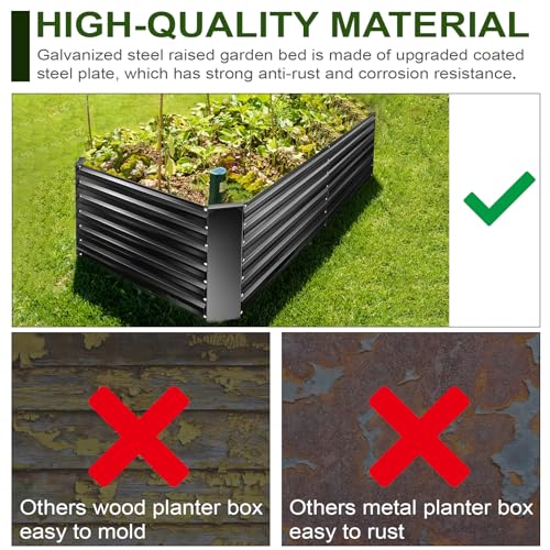 8x4x2ft Tall Galvanized Metal Raised Garden Bed R6321