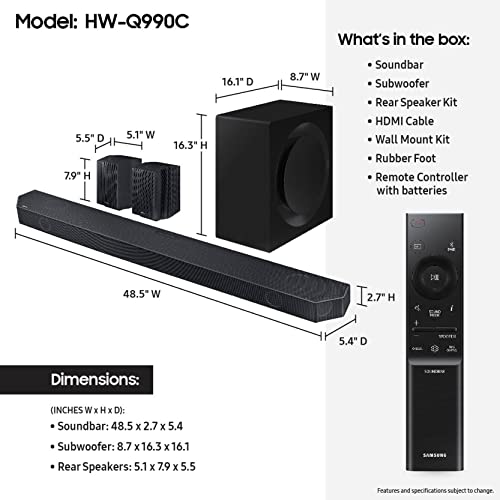 11.1.4ch Soundbar with Wireless Dolby Audio and Rear Speakers S48263