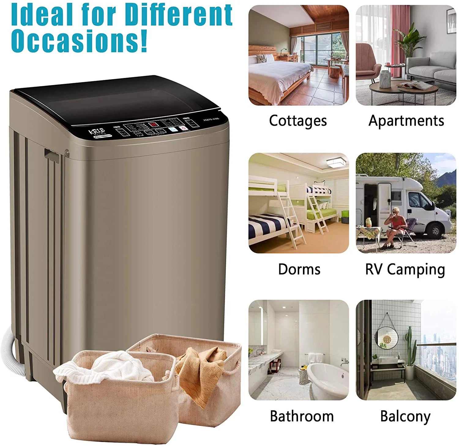 15.6 lbs Portable Compact Washing Machine with Drain Pump D34052