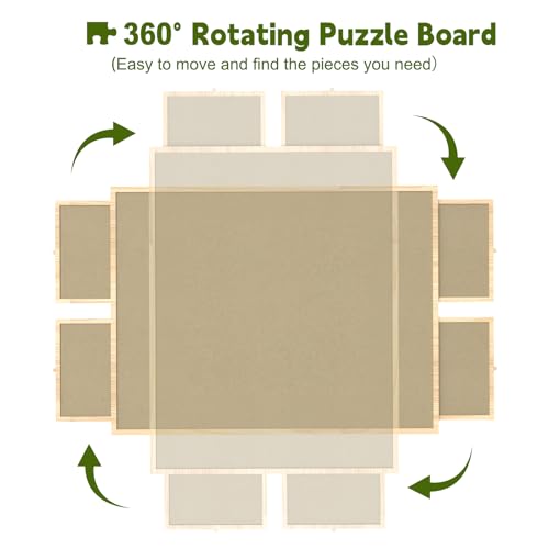 1500 Pieces Wooden Tilting Rotating Puzzle Board with Drawers and Cover R708