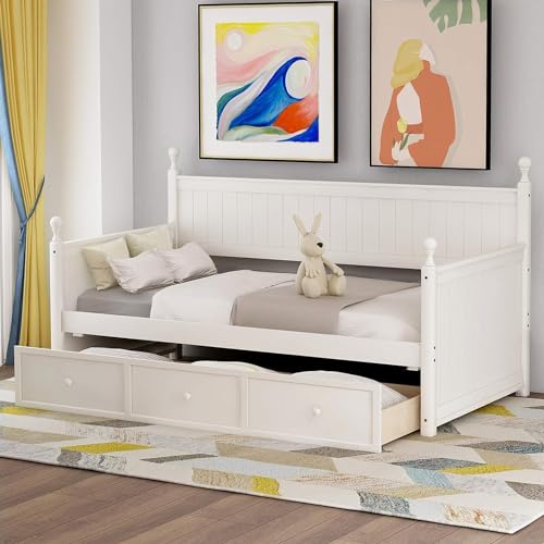 Twin Size Gray Wood Daybed with Storage Drawers D76180