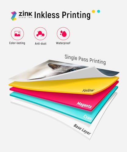 White 2x3 Mini Instant Photo Printer with 50 Zink Adhesive Paper D418553
