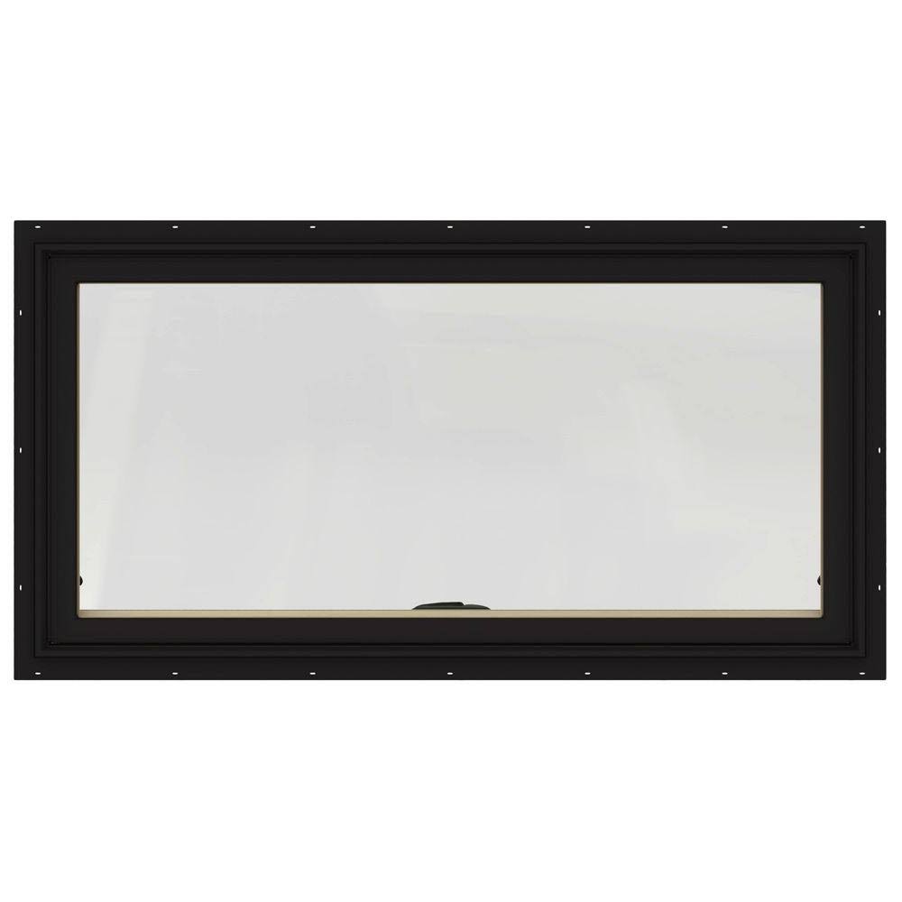 Black Painted Clad Wood Awning Window with Screen L85614