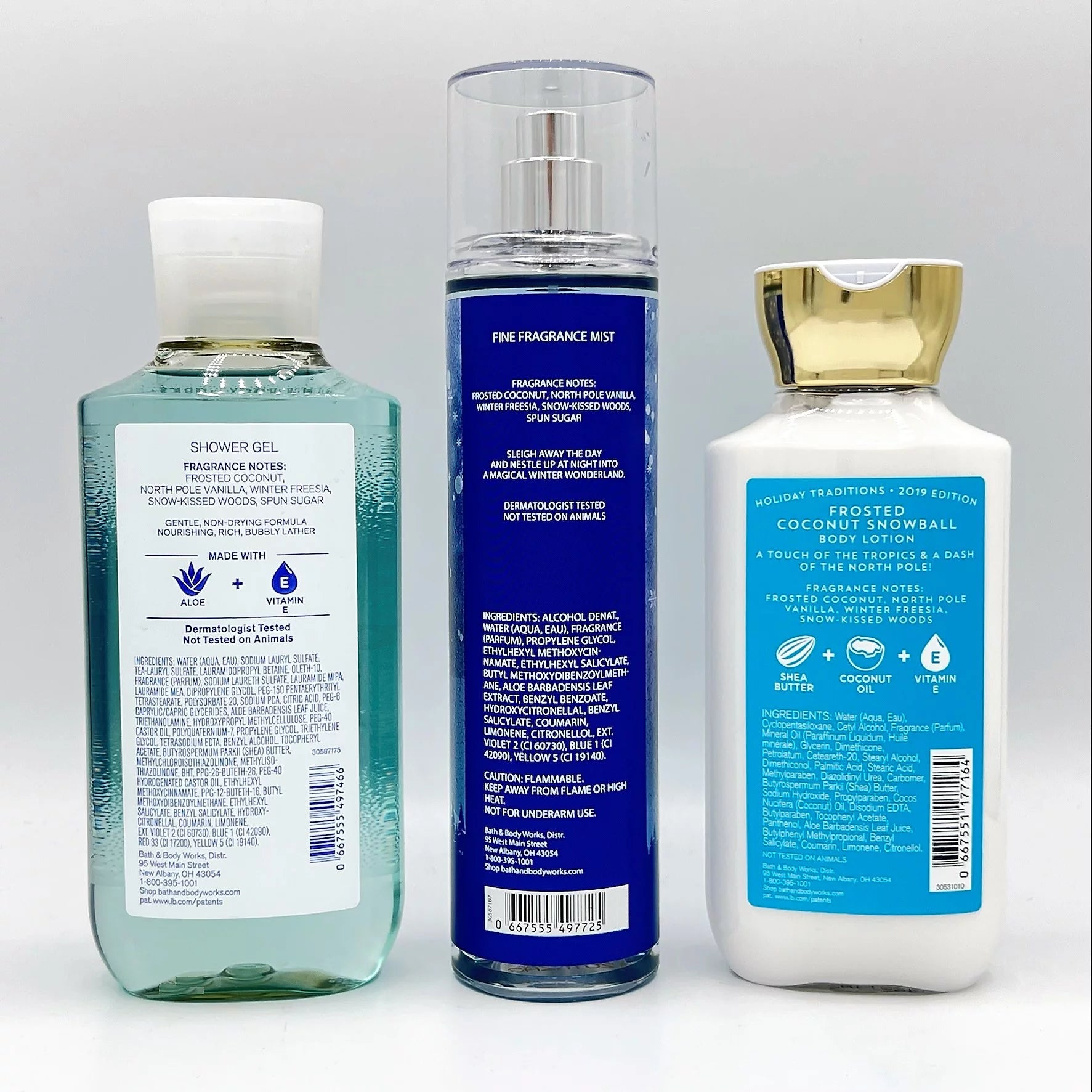 Frosted Coconut Snowball Shower Gel, Fine Fragrance Mist and Body Lotion 3-Piece Bundle U314